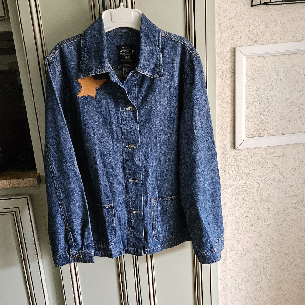 Faded Glory denim ladies jacket size M American flag - Picture 2 of 9